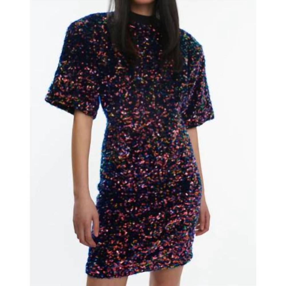 NEW OVAL SQUARE short-sleeved sequin dress in multi